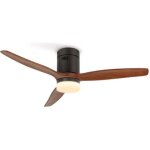 Ventilateur de plafond silencieux - create - avec lumi�re - �132cm - noir / effet bois fonc�