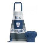 Winkler - set tablier + toque enfant indigo - 100% coton - petit ange