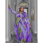 Wmstar - robe longue grande taille pour femmev�tementscol en vmanches longuesimprim� tie and dye�l�gante2022 ...