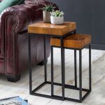 Wohnling 2 set table dappoint sheesham wood table de salon en m�tal table basse