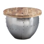 Wohnling basse wohnling table basse ronde bois mtal table  60 cm rangement industriel