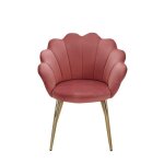 Chaise de salle  manger - wohnling - tulipe - velours rose - design scandinave - pieds dors