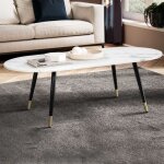 Wohnling table basse 120x60x415 cm aspect marbre blanc table de salon moderne
