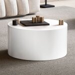 Wohnling table basse 60 cm blanc petite table de salon ronde moderne brilliant