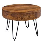 Wohnling table basse en bois massif 60 cm table basse ronde canap table tagre de table