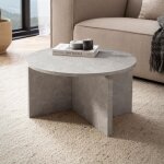 Wohnling table basse canap� de salon 60 cm aspect pierre ronde moderne beige