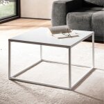 Wohnling table basse carrée blanc métal argent 60x60x40 cm table salon moderne Wohnling table basse carrée blanc métal argent 60x60x40 cm table salon moderne