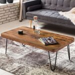 Wohnling table basse design solide sheesham bois table basse 115x60x40cm new