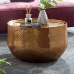 Table basse - wohnling - ronde - aluminium doré - 60x60x35 cm - design oriental Table basse - wohnling - ronde - aluminium doré - 60x60x35 cm - design oriental