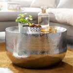 Table basse - wohnling - ronde - aluminium argent - 60x60x35 cm - design oriental