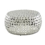 Table basse ronde - wohnling - m�tal argent - 66x66x32cm - design moderne - livr�e mont�e