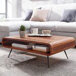 Wohnling table basse de salon bois massif 90x55x30 cm table moderne rangement