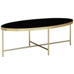 Wohnling table basse en verre noir salon table ovale 110 x 56 table en verre or Wohnling table basse en verre noir salon table ovale 110 x 56 table en verre or