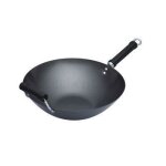 Wok anti - adh�sif - kitchen craft - 35 cm - acier carbone - compatible induction - noir