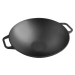 Wok en fonte naturelle induction 355cm convient pour le feu barbecue four victoria 37291 noir 37291