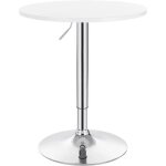 Woltu 1 x table de bar en mdf avec pied table ronde hauteur réglable blanc Woltu 1 x table de bar en mdf avec pied table ronde hauteur réglable blanc