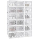 Woltu 18 x boîtes à chaussures boîtes de rangement transparente en plastique pliables et empilables avec ... Woltu 18 x boîtes à chaussures boîtes de rangement transparente en plastique pliables et empilables avec ...