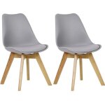 Woltu lot de 2 chaises de salle � manger 48 x 42 x 82 cm - similicuir + bois massif - gris