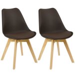 Woltu lot de 2 chaises de salle � manger pied en bois style nordique brun