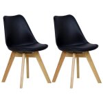 Woltu lot de 2 chaises de salle à manger pied en bois style nordique noir Woltu lot de 2 chaises de salle à manger pied en bois style nordique noir