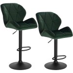 Woltu lot de 2 tabourets de bar si�ge en velours pieds en m�tal hauteur r�glable vert fonc�