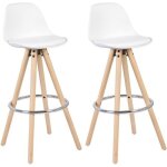 Woltu lot de 2 tabourets de bar en similicuir et bois avec repose - pieds 38. 5x33x96. 5cm blanc