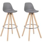 Woltu lot de 2 tabourets de bar en similicuir et bois avec repose - pieds 38. 5x33x96. 5cm gris Woltu lot de 2 tabourets de bar en similicuir et bois avec repose - pieds 38. 5x33x96. 5cm gris