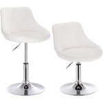 Woltu lot de 2 tabourets de bar en similicuir tabourets de rotatif pieds en m�tal hauteur r�glable blanc ...