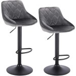Woltu 2 x tabourets de bar sige bien rembourr en velours hauteur rglable pieds en mtal gris fonc ...