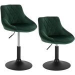 Woltu 2 x tabourets de bar si�ge bien rembourr� en velours hauteur r�glable pieds en m�tal vert fonc� ...