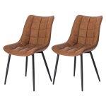 Woltu 2x chaises de salle � manger chaises de cusine en similicuir pieds en m�tal brun clair w0att0011 ...