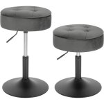 Woltu 2x tabouret de bar bas en velours avec espace de rangement chaise de bar ronde rglable 495 - 65cm ...