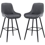 Woltu 2x tabourets de bar hauts avec dossier chaise moderne avec repose - pieds si�ge en velours gris ...