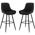 Woltu 2x tabourets de bar hauts avec dossier chaise moderne avec repose - pieds si�ge en velours noir ...