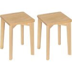 Woltu 2x tabouret en bois massif chaise salle � manger si�ge carr� hauteur 445cm bh344ei - 2