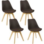 Woltu lot de 4 chaises de salle à manger pied en bois assise en similicuir style nordique brun Woltu lot de 4 chaises de salle à manger pied en bois assise en similicuir style nordique brun