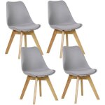 Woltu lot de 4 chaises de salle à manger pied en bois assise en similicuir style nordique gris Woltu lot de 4 chaises de salle à manger pied en bois assise en similicuir style nordique gris