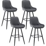 Woltu 4x tabourets de bar hauts avec dossier chaise moderne avec repose - pieds si�ge en velours gris ...