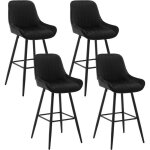 Woltu 4x tabourets de bar hauts avec dossier chaise moderne avec repose - pieds si�ge en velours noir ...