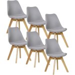 Woltu lot de 6 chaises de salle à manger pied en bois assise en similicuir style nordique gris Woltu lot de 6 chaises de salle à manger pied en bois assise en similicuir style nordique gris