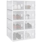 Woltu 8 x botes  chaussures botes de rangement transparente en plastique pliables et empilables avec ...