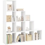 Woltu biblioth�que � 10 compartiments �tag�re de rangement �tag�re escalier en bois d?ing�nierie 136x29x136cm ...