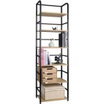 Woltu biblioth�que r�tro�tag�re �chelle � 6 niveauxmeuble de rangement 50x30x176cm ch�ne clair en m�tal ...