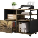 Woltu caisson bureau sur roulettes meuble rangement mobile 1 tiroir et 4 compartiments ouverts noir + ...