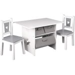 Woltu combinaison de table et chaises avec 3 paniers de rangement1 x table + 2 chaises pour enfantsgris ...