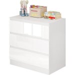 Woltu commode  3 tiroirs meuble rangement armoire chambre en panneaux de particules 80x48x78cm blanc ...