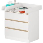 Woltu commode  langer avec 3 tiroirs - avec table  langer - pour bb en agglomr et mdfblanc