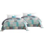 Woltu couverture de lit lot de 2 couvre - lits design patchwork couette boutis imprimée jeté de lit 170x210cm ... Woltu couverture de lit lot de 2 couvre - lits design patchwork couette boutis imprimée jeté de lit 170x210cm ...