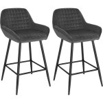 Woltu design chaise haute pour bar tabourets de bar en velours lot de 2 cadre en m�tal gris fonc� w0att0038 ...