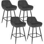 Woltu design chaise haute pour bar tabourets de bar en velours lot de 4 cadre en m�tal gris fonc� w0att0038 ...